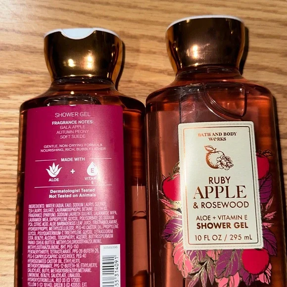 BBW 2pc Ruby Apple & Rosewood Shower Gels